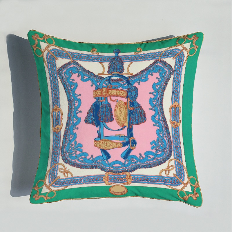 Boho Vintage Throw Couvercle d'oreiller antique Éclassement d'oreiller bleu décoratif et ethnique pour le salon Sofa Decor Home Square 18x18 pouces