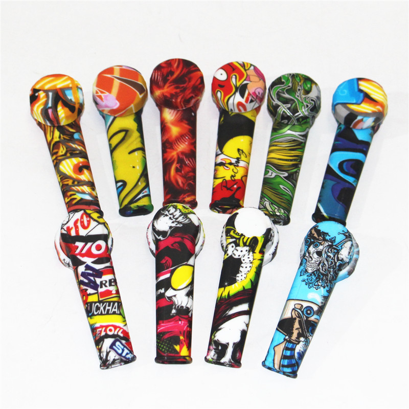 Silicone Hand Pipe Multi Designs Water pipes Tobacco Smoking Pipes Cartoon Figure multi designs for Dry Herb