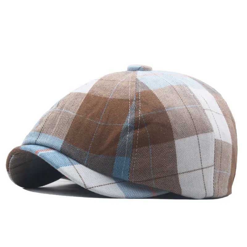 Bérets Spring Polyester Stripe Print Newsboy Caps Plat Paped Paped Men and Women Painter Beret Hats 125 D24417