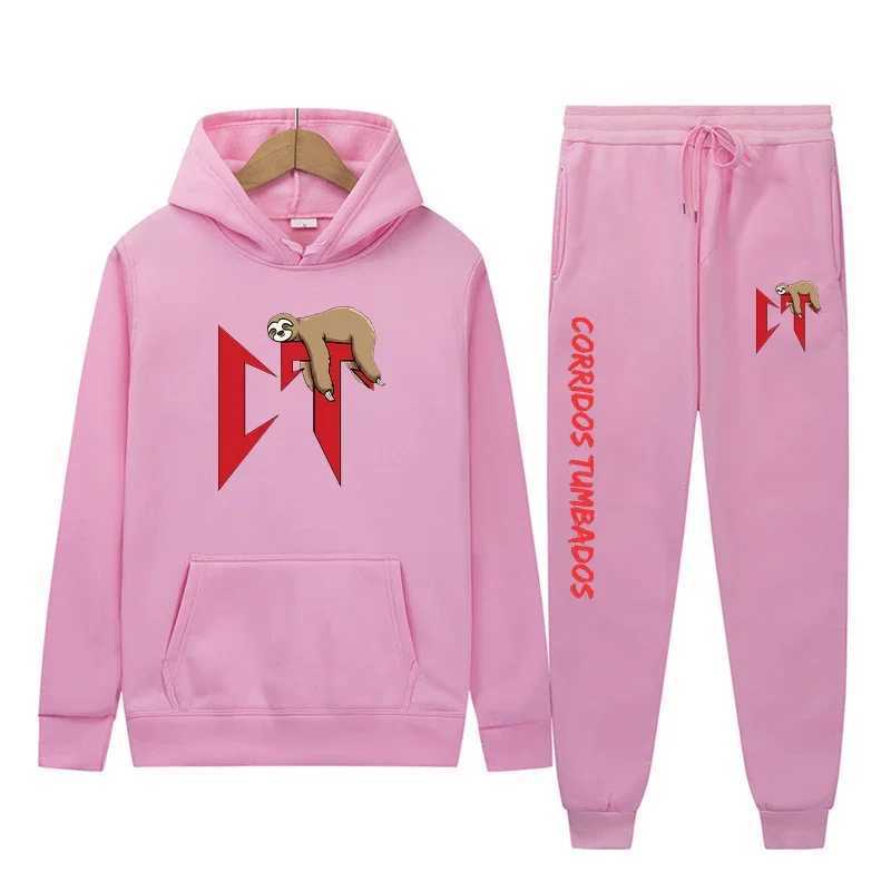 Women's Hoodies Sweatshirts Corridos Tumbados Hoodies + Pants Set Men Fashion Casual Sweatshirts Sprotpant Women Harajuku Hooded Pullover Sportwear Suit 240413