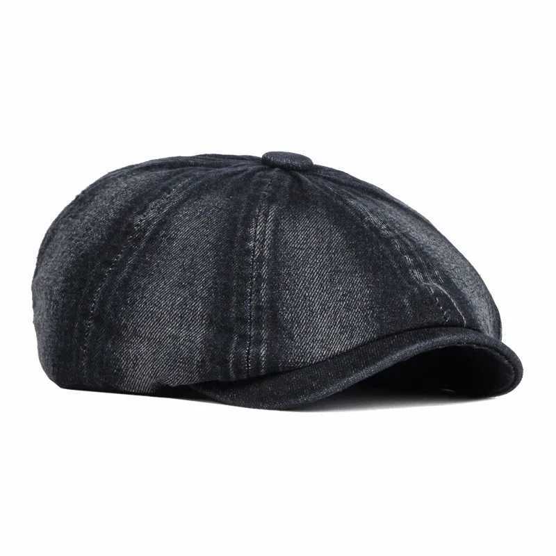 Berets LDSLYJR Four Seasons Cotton Solid Color Newsboy Caps Flat Peaked Cap Men and Women Painter Beret Hats 46 d240417