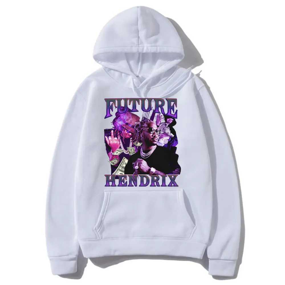 Sweethirts pour femmes Sweethirts Future Hendrix Graphic Print Hoodie Men Hip Hop 90S Vintage Sweatshirt Mens Fashion Streetwear Sweatons surdimensionnés masculins 240413