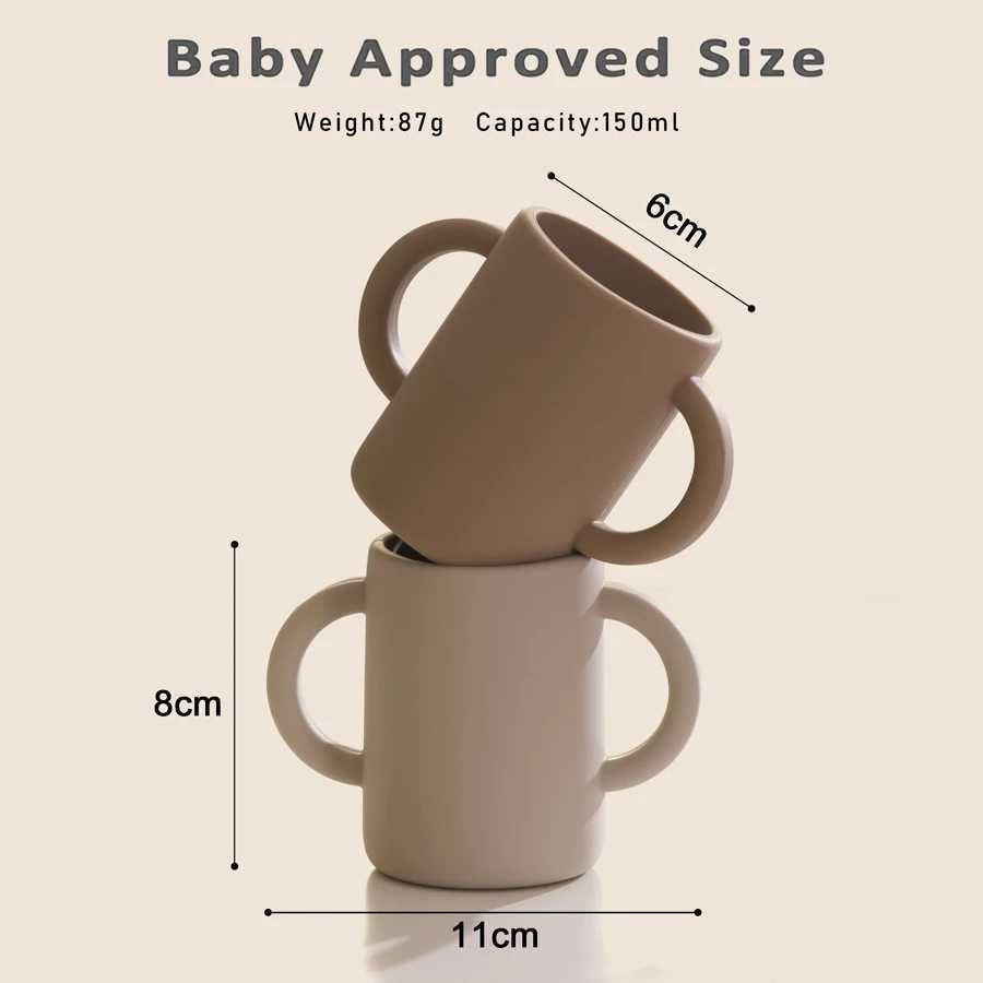 Canecas Mãe Mãe Baby Silicone Feeding Cosques Cupos de Tableware Table Bottle Learning Aprendizando Copo com Handle BPA itens de bebê grátis 240417