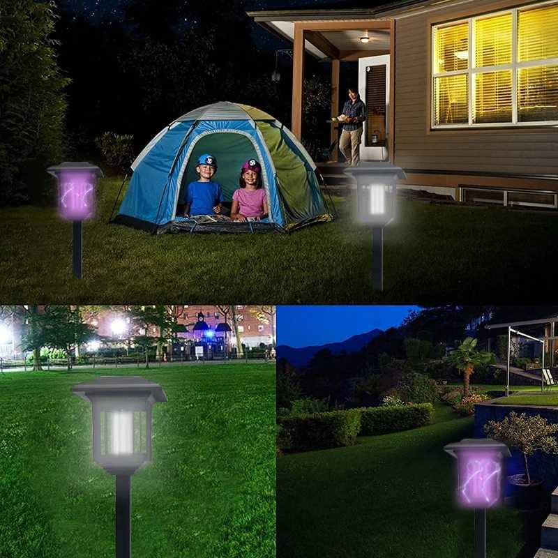 Lampes à tueurs moustiques 3-en-1 Jardin solaire Mosquito tueur de pelouse lampe à punaises YQ240417