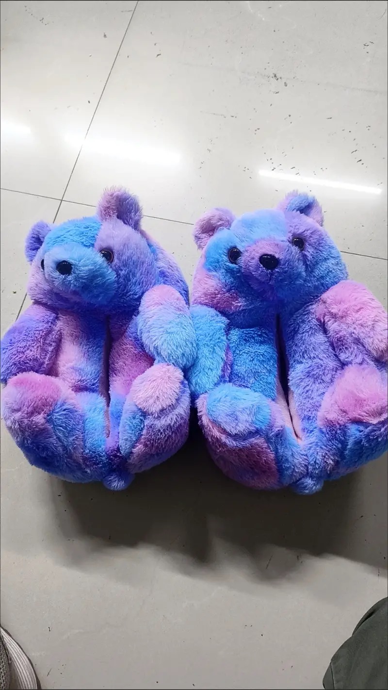 Desenho animado chinelos de urso quente sapatos de algodão de urso urso de pacote interno com sapatos em casa dormitório de pelúcia de inverno