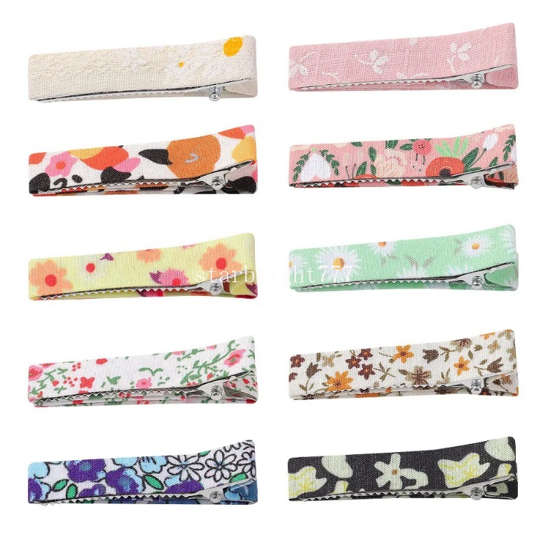 Baby Kids Hair Clips Barrettes Girls Wrapped Floral Safe Barrette BB Hairpins Clippers Girls Hair Accessories for Children 2st/Par 