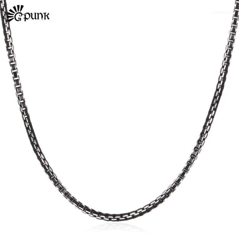 Black Box Chain 3mm Trendy Necklace For Men High Quality Mens Boys Jewelry Whole Aluminium Alloy 3 Size N204G1278i