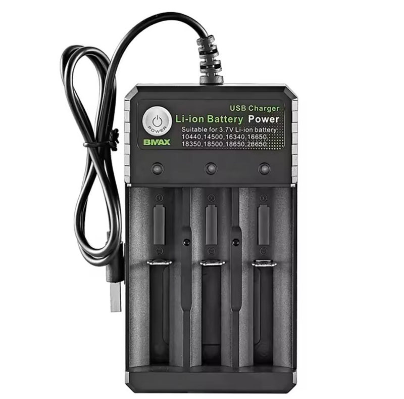 Autentisk Bmax Batteriladdare 1 2 3 4 Slots Litium USB-kabel 3.7V Smart Charger för IMR 18350 18500 18650 26650 21700 Universal Li-ion laddningsbara batterier laddare