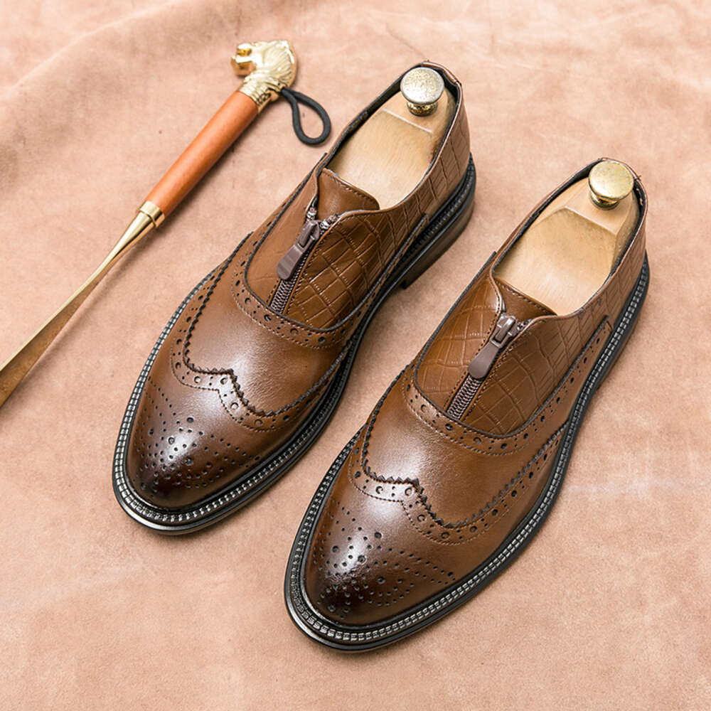 Abito da ballo fatti fatti a mano brogue marrone da uomini in pelle scarpe in pelle slip-on oxfords formali mobili originali moda