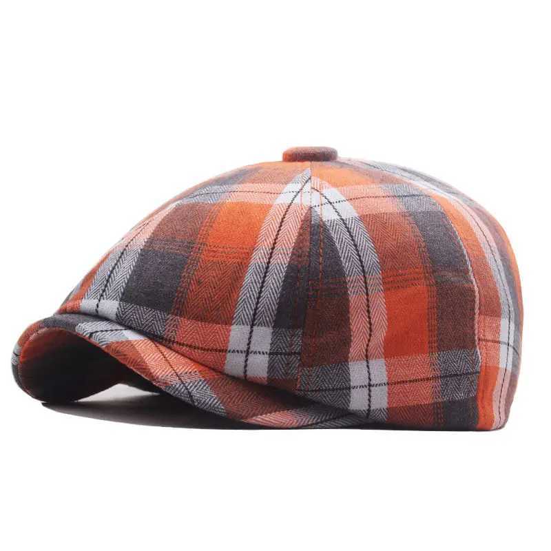 Bérets Spring Polyester Stripe Print Newsboy Caps Plat Paped Paped Men and Women Painter Beret Hats 125 D24417