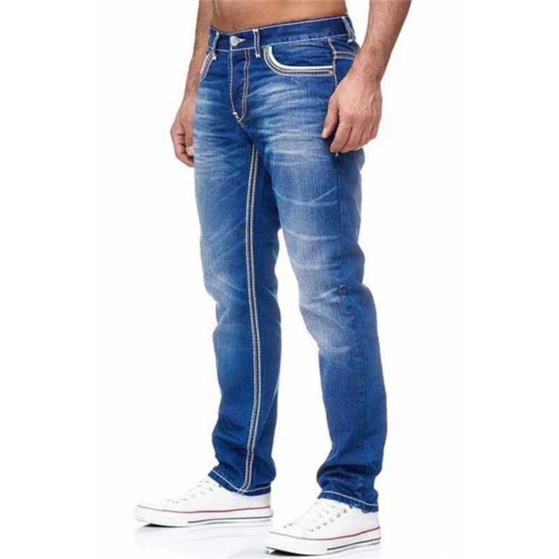 HBWA Men's Jeans Spring and Automne Washed Europe The United States Men Leisure Stretch Color Couleur de Fashion High Quality Wear D240417