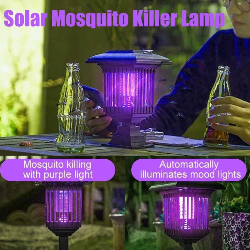 Mosquito zabójcze lampy na zewnątrz Solar Mosquito Killer UV LED LEAD Electric Shock Lawn Ogród Wodoodporny Odesz