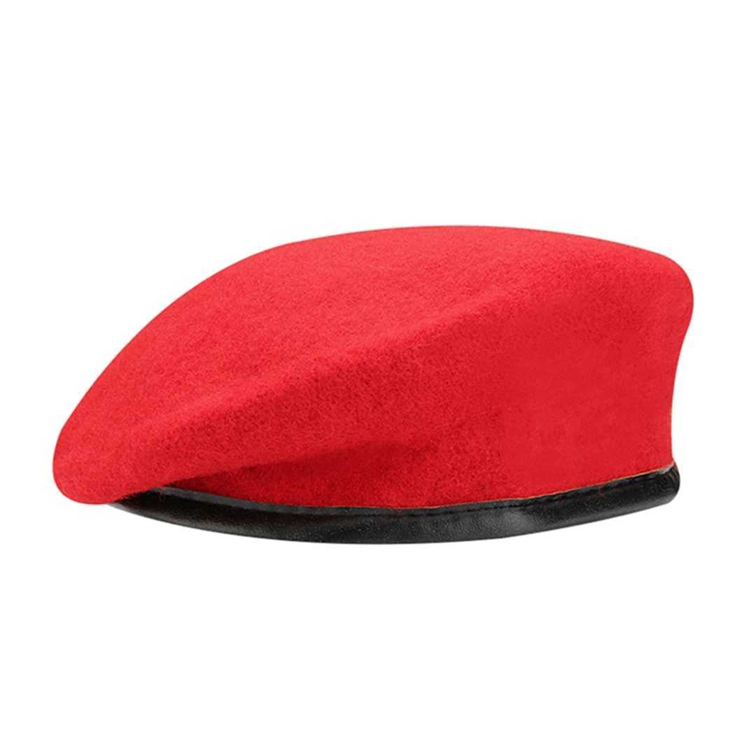 Berets OVTRB British Military Berets with Leather Sweatband Adjustable Mens Army Wool Beret Party Hat d240417