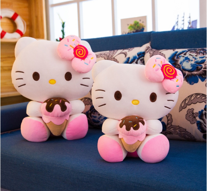 Ny utrikeshandel glass kattdocka tecknad docka tjej söt plysch leksak rosa katt docka sovande kram