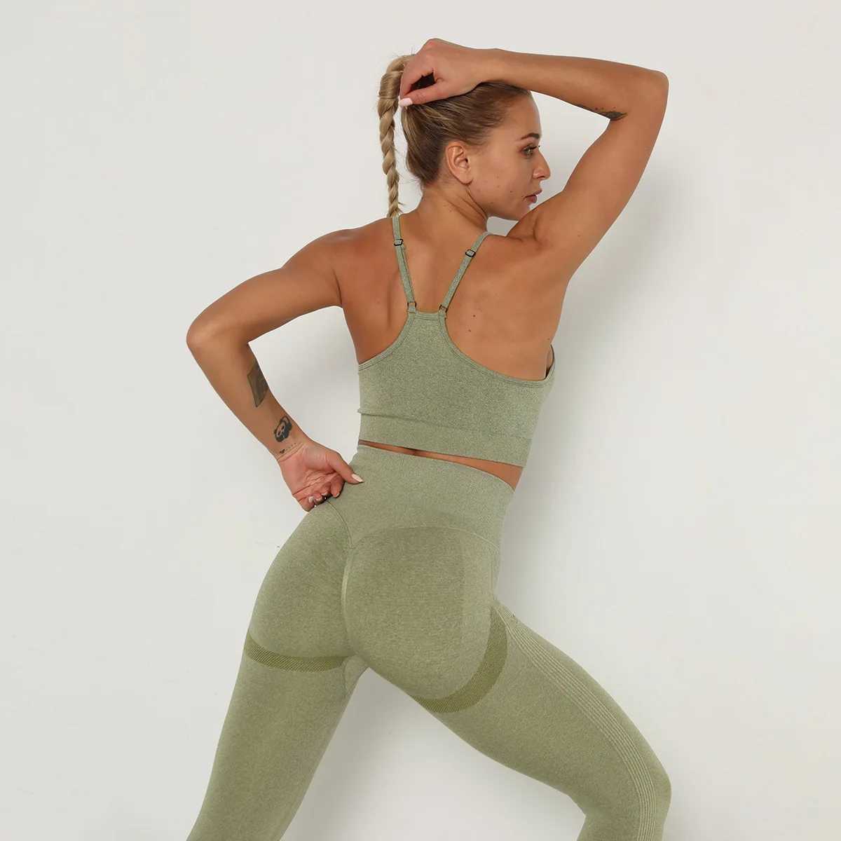 Женские спортивные костюмы Ruuhee 2 ПК йога наборы йоги с беспрепятственной тренировкой фитнеса спортивная одежда Женская твердая одежда с высокой талией.