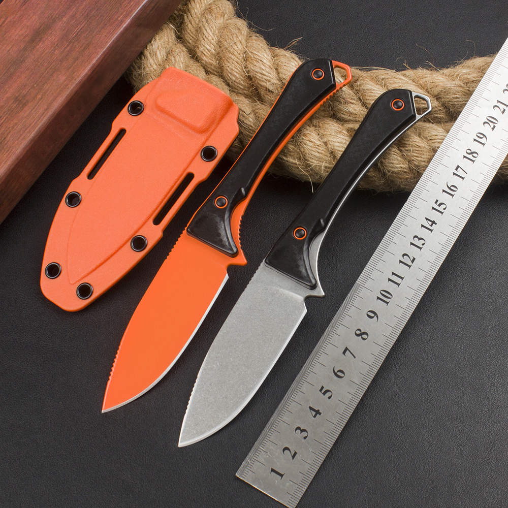 Nieuwe klassieke BM 15201 Rechte mes S90V Stone Wash Drop Point Blade Volledige Tang G10 Handgreep Outdoor Camping Hiking Hunting Fixed Blade Messen met Kydex