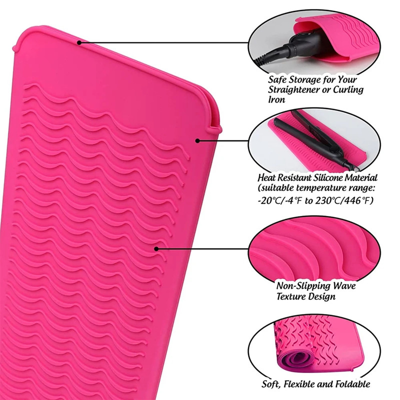 Professional Silicone Heat Resistant Hair Iron Mat Pouch Protection For Flat Iron and Curling Iron Portable Travel Hair Straightener Sleeve for Hair Styling Tools