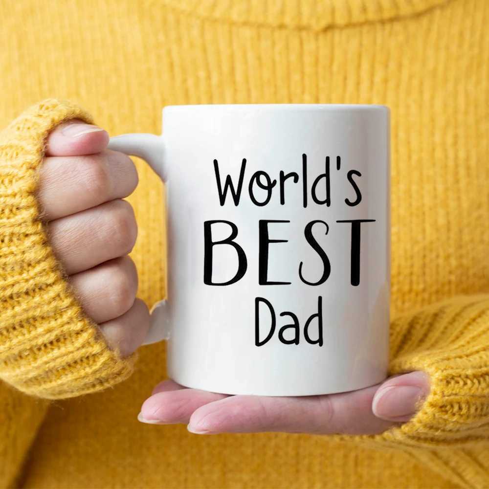 Mugs Worlds Best Dad Coffee Mug 350ml Creative Beer Mugs Father Papa Birthday Gift Tea Cup Drop Shipping Mug 240417