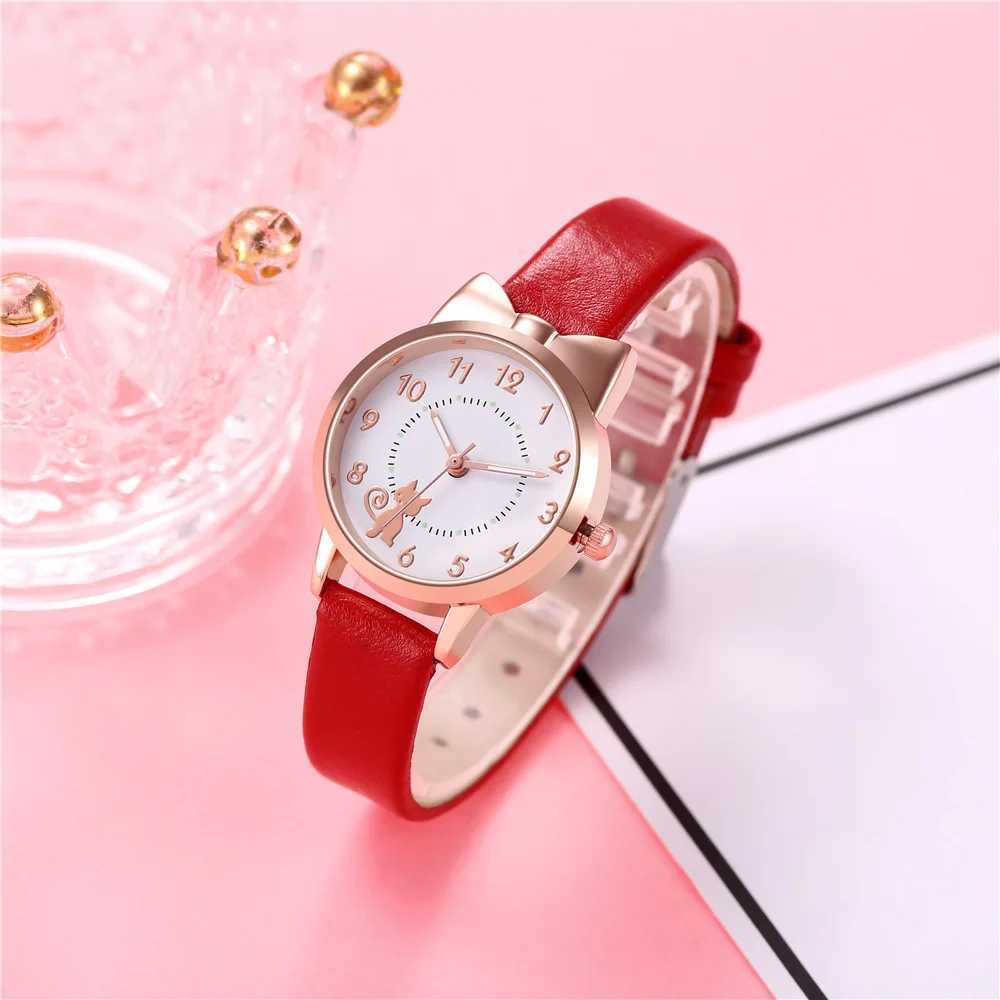 Polshorloges luxe horloge voor vrouwen schattige cartoon kat lichtgevende kwarts horloges meisjes casual mode dames pols waterdichte klokken d240417