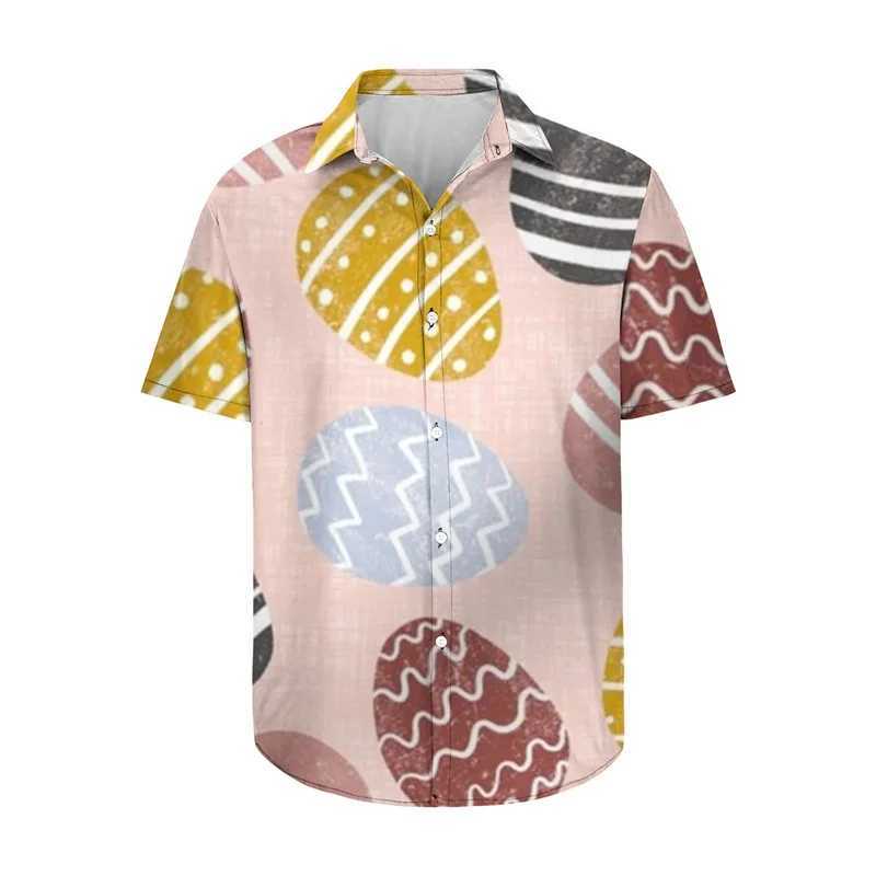 Chemises décontractées pour hommes hommes Femmes Pâques Hawaiian Shirt Happy Short Sleeve Cuban Collar bouton-bas Tops pour 240417