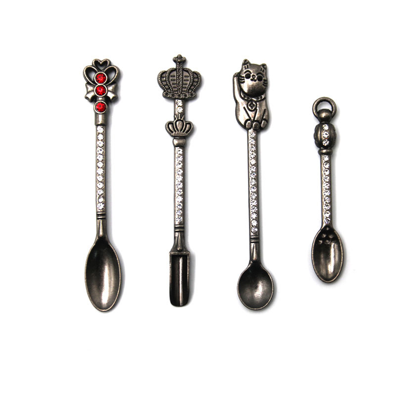 4 Types Crown Cat Magic Wand Love Shape Dabber Dab Wax Tool Dry Herb Dab Rigs Metal Zinc Alloy with Diamond Spoon for Sniffer Snorter HOOVER Snuff