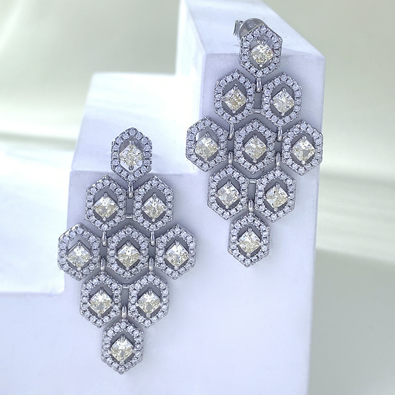 Boucle d'oreille en diamant Topaz antique 100% réel 925 Boucles d'oreilles de mariage en argent sterling pour femmes bijoux de fiançailles nuptiales