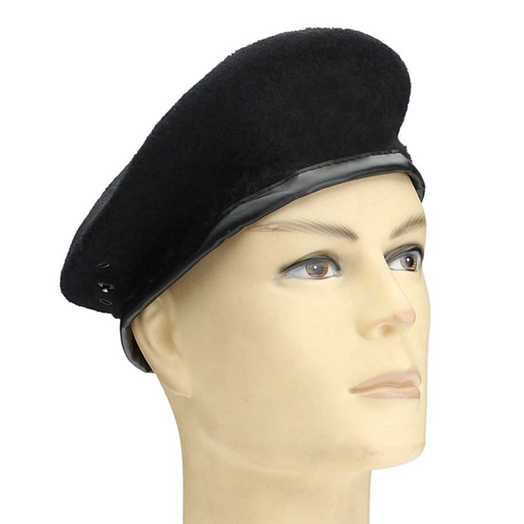 Berets OVTRB Britische Militär Berets mit Leder -Schweißband verstellbarer Armee Woll Beret Party Hut D24417