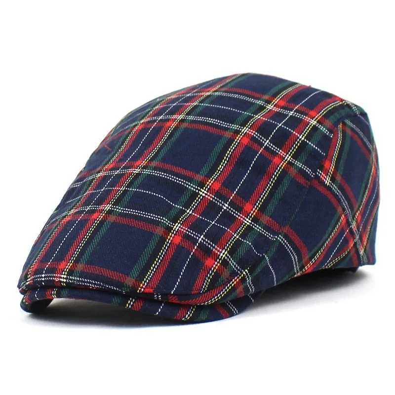 Berretti di berretti Eprk beretto britannico plaid berretto a punta cappellino tappo da giornale colorato da donna da donna hat hat d24418