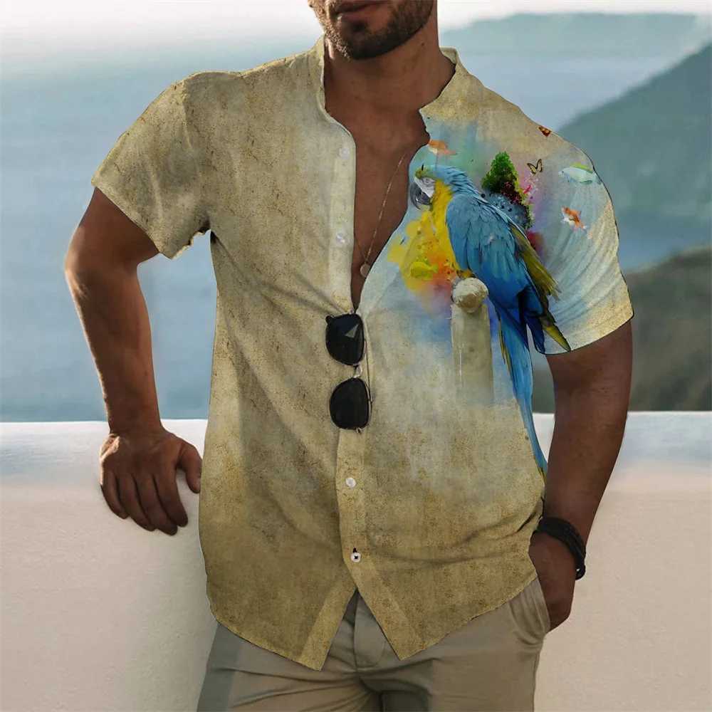 Camisas casuales para hombres W4KP Summer Venta caliente Hombres Camisa impresa de manga corta Playa Hawaiian Fashionable y cómoda ropa de cuello de tela 24416