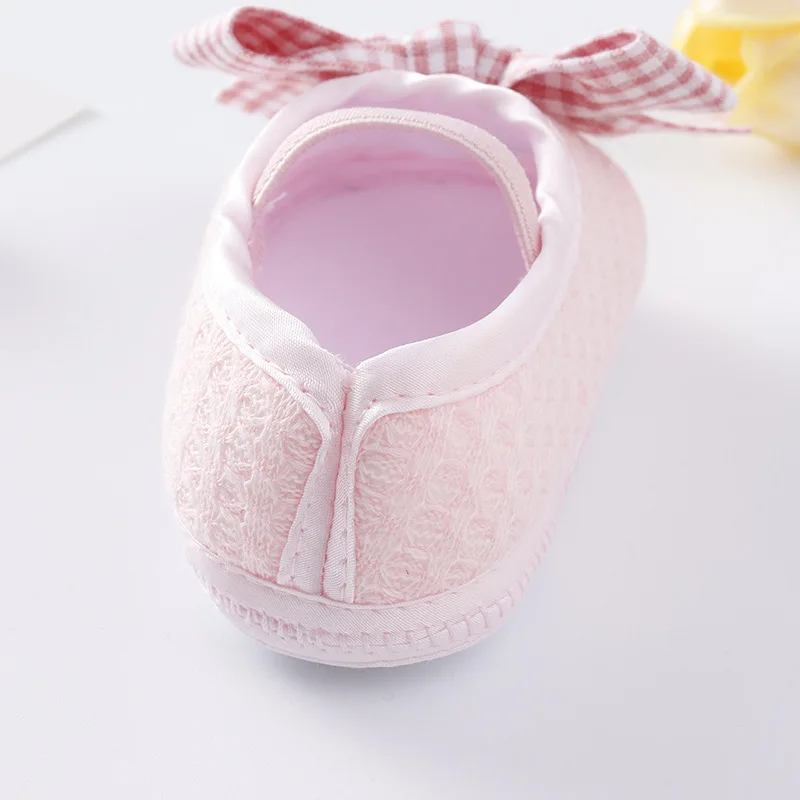 Cotton First Walkers schoenen voor pasgeboren babymeisjes peuter schoenen hoofdband set baby flats boogknoop hoofdband zachte zool niet-slip