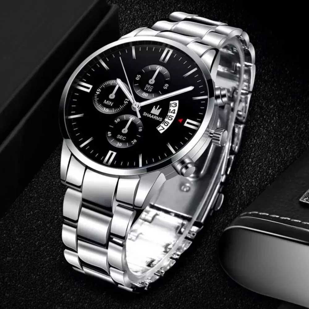 Wristwatches New Men Luxury Famous Top Brand Calendar Watch Mens Fashion Casual Dress Watches Military Quartz Stainless Steel d240417