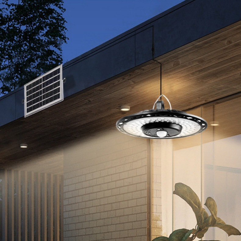 Solar Pendant Light UFO Wall Lamp Double Heads CCT 180LED Waterproof IP65 Outdoor Indoor Lighting