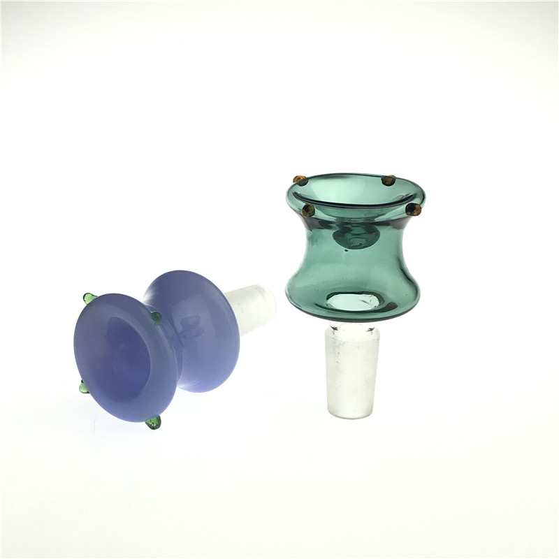 Ciotola di bong di vetro con 14 mm in stile vaso maschile denso pyrex colorato fiore verde blu fumatore a tubo di vetro di vetro