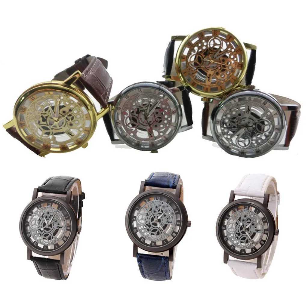 Zegarek na rękę luksusowe zegarek ze stali nierdzewnej kwarcowy sportowy sport skórzany zespół tarcza nadgarstka Zegar D240417