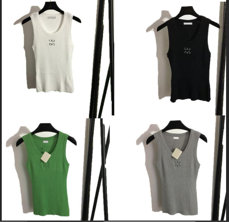 Kvinnor stickar topp tee broderi logotyp tank topp sommar kort smal navel exponerad outfit elastiska sport stickade tankar andas av trackover kvinnors sporttoppar