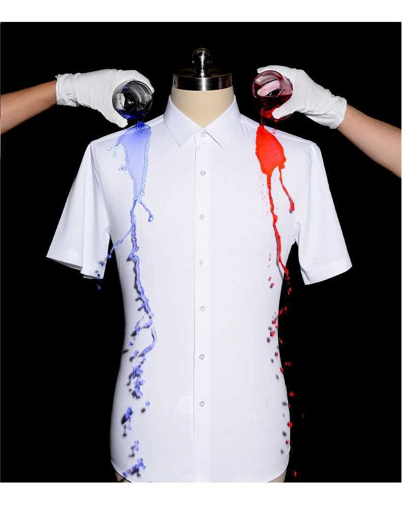 القمصان غير الرسمية للرجال 5xl -زيت مقاوم للماء ودليل على مادة مسعور قميص الرجال طويل الأكمام النحيف النحيف