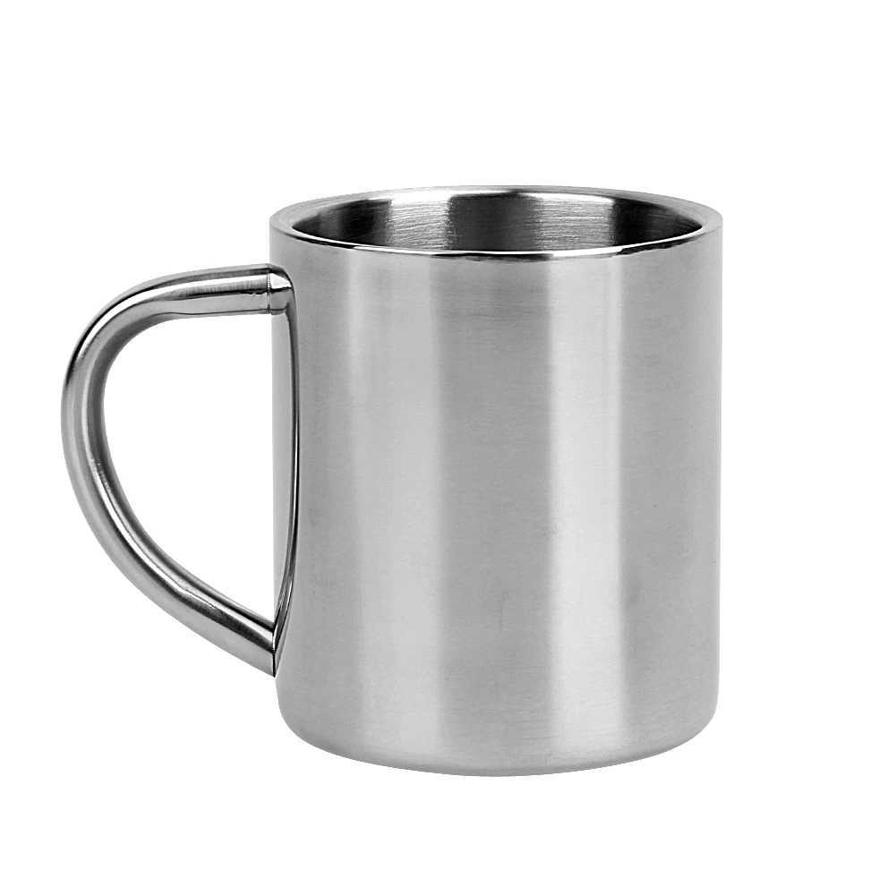 Tasses doubles mures anti-folie tasse de café isolée portable en acier inoxydable tasse à boire en acier polissage du thé à la bière 220 ml 240417