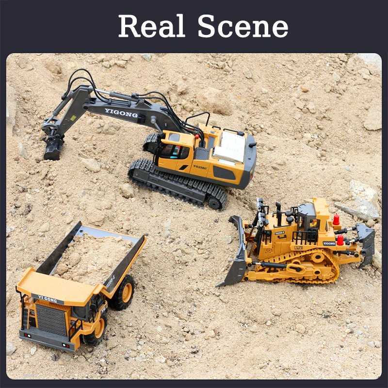 Diecast Model Cars 11ch RC Excavator 1 20 Remote Control Truck 2.4G RC Engineering Vehicle Excavator Truck Radio Control Control Toy Gifts J240417