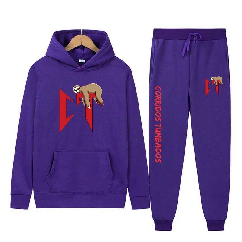 Women's Hoodies Sweatshirts Corridos Tumbados Hoodies + Pants Set Men Fashion Casual Sweatshirts Sprotpant Women Harajuku Hooded Pullover Sportwear Suit 240413