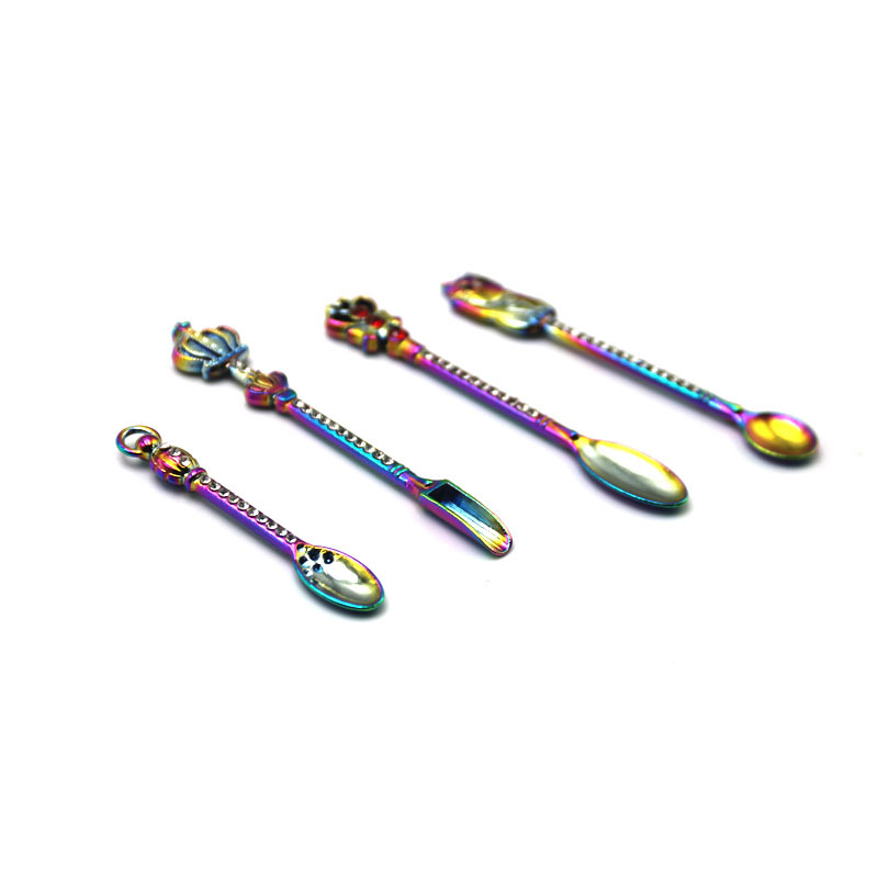 4 Types Crown Cat Magic Wand Love Shape Dabber Dab Wax Tool Dry Herb Dab Rigs Metal Zinc Alloy with Diamond Spoon for Sniffer Snorter HOOVER Snuff Smoking New