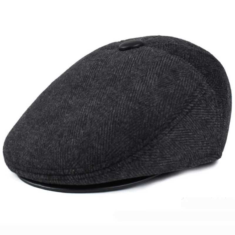 Boinas HT1852 Men Cap Hat Hat Classic Autumn Winter Hat vintage Boina plana Boneira A quente Ivy Newsboy Cap casual earflap Dad Hat Beets For Men D240417