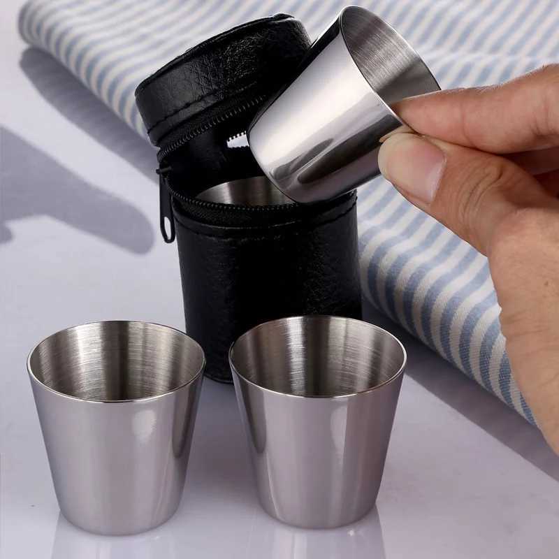 Tazze da 4/6 pezzi in acciaio inossidabile in acciaio inossidabile Mini Shot Glass Cup Vine Metal Vine Tumbler Tea Milk Tagni Campeggi escursioni Portante Coppa Portante Set 240417