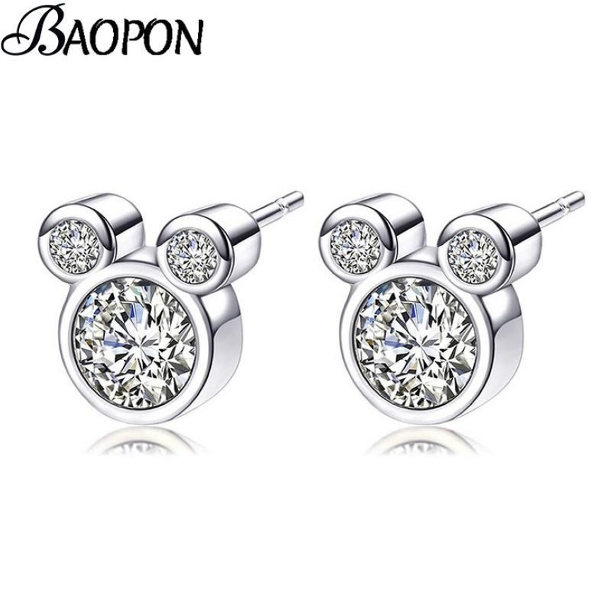 Presents Silver Color Fine Stud Earrings Sparkling Earrings For Women Kids Girls Fashion Jewelry292J