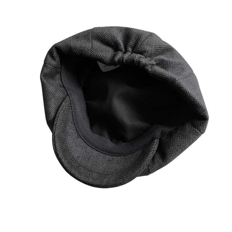 F54Q Z2S0 Berets Mens cap 2021 New Mens Newsboy Hats Vintage Herringbone Octagon Cap Women Berets Gatsby Flat Hat BLM73 d240418