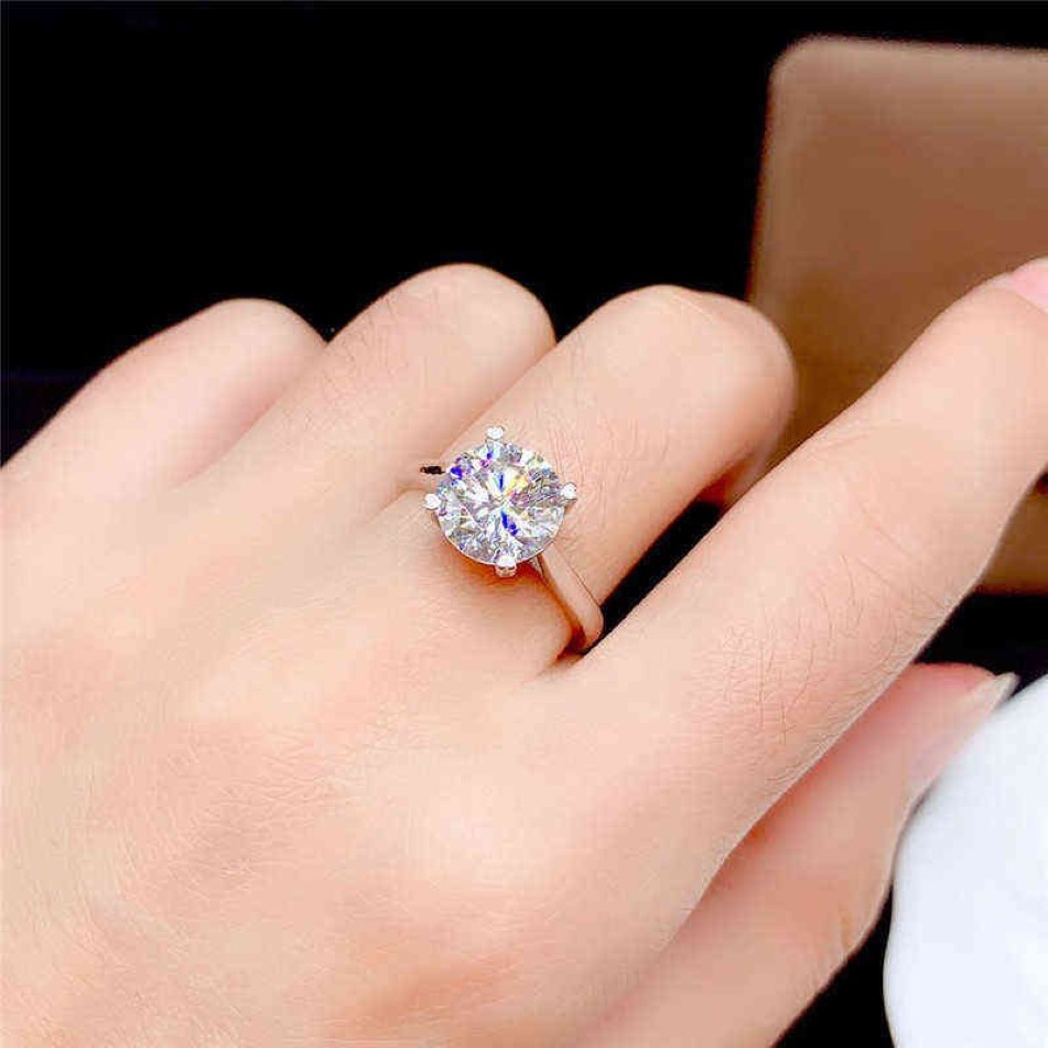 Moissanite Ring 0 5CT 1CT 2CT 3CT VVS Lab Diamond Mücevher Kadınlar İçin Düğün Partisi Yıldönümü Hediyesi Gerçek 925 STERLING Gümüş Y301I