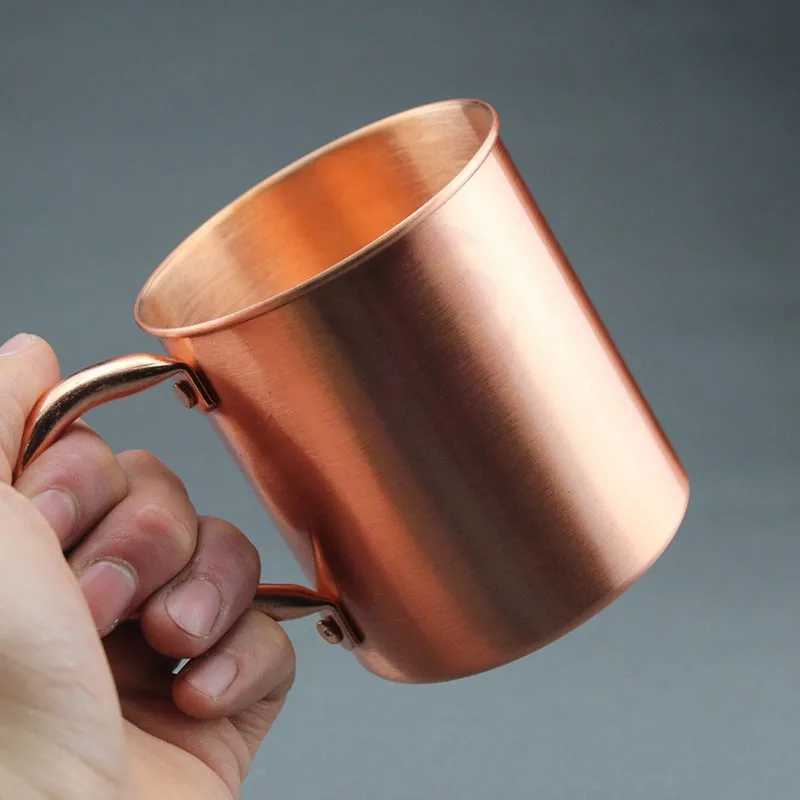 Tasses Moscou Mule Pure Copper Tasses en forme de cylindre 100% Copper Tasses Solide Pure 16 oz Copper Cocktail Tasses de bière en cuivre 240417