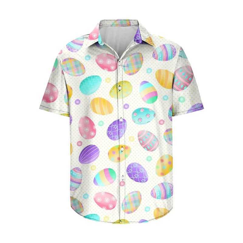 Chemises décontractées pour hommes hommes Femmes Pâques Hawaiian Shirt Happy Short Sleeve Cuban Collar bouton-bas Tops pour 240417