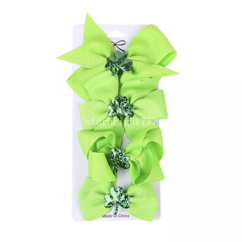 Baby Girls Barrettes Hairpins St. Patrick Day Clips de cheveux Bowkknot Barrette Irish Festival épingles à cheveux floraux avec Clip de dents en métal Accessoires Boutique