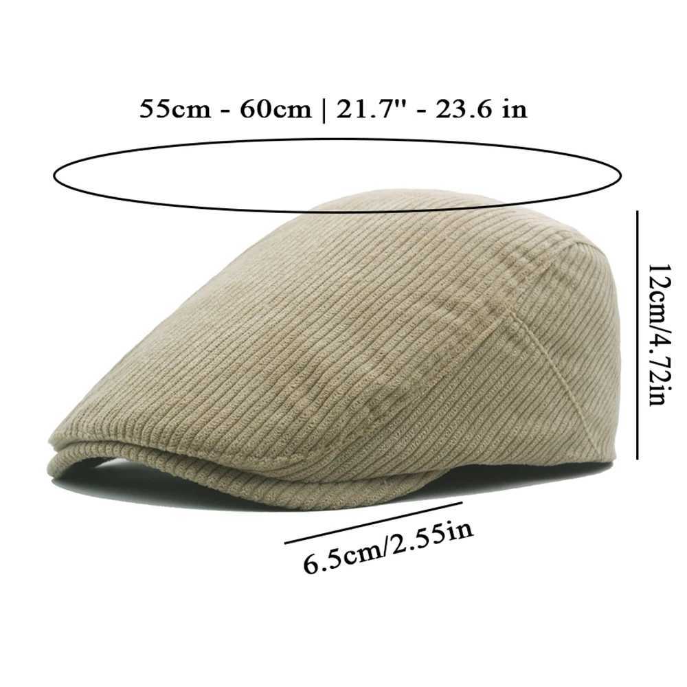 Iz7a Berets herfst corduroy baret hoed mannen zon hoeden solide kleur baretten vintage stijl krantenjongen caps plat klimop casquette verstelbare cabbie hoed d240418