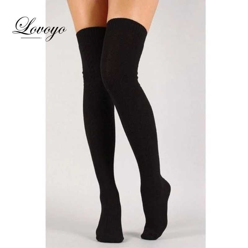 C694 Sexy Socks Women Over Knee Socks Female Sexy Stockings Warm Long Boot Knit Thigh-High Gray Khaki Blue Black Twist Stockings Woman 240416